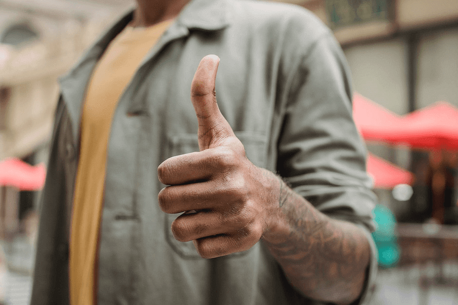 Man with his thumb up